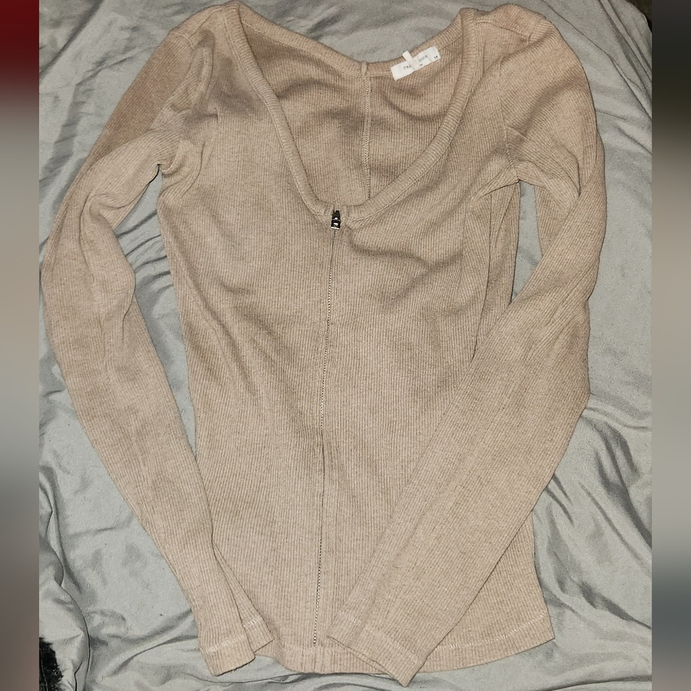 Rag & Bone Zip-Front Sweater • Size S • Charcoal Knit